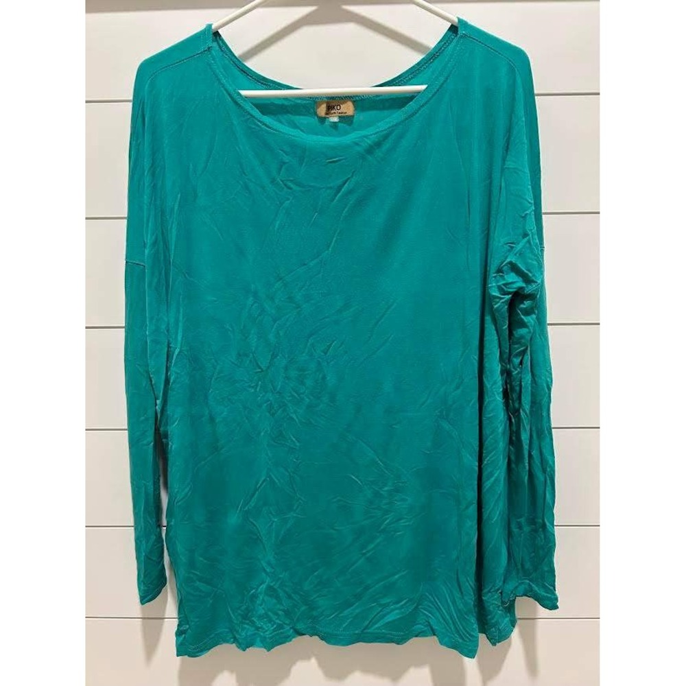 Piko Green Earth Fashion Teal Bamboo Spandex Long Sleeve Top T1851 Oversized
